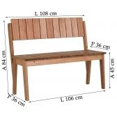 Banco Canoa com encosto 108 cm Metalnew