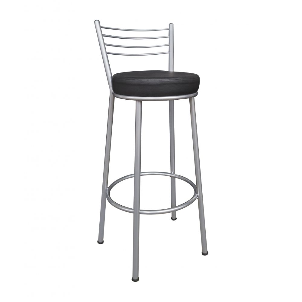 Banco Metalnew Roma 75 cm Prata - Assento Preto